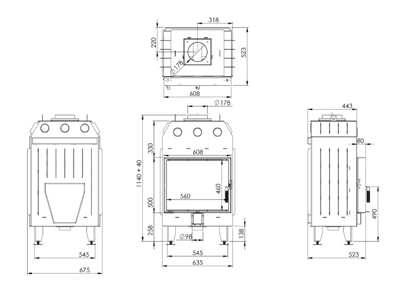 Камінна топка BOKAR 6050 (14,4 kW ) white ceramatex - Зображення 5