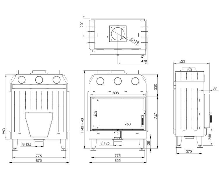 Камінна топка BOKAR 8050 (16,8 kW ) white ceramatex - Зображення 4