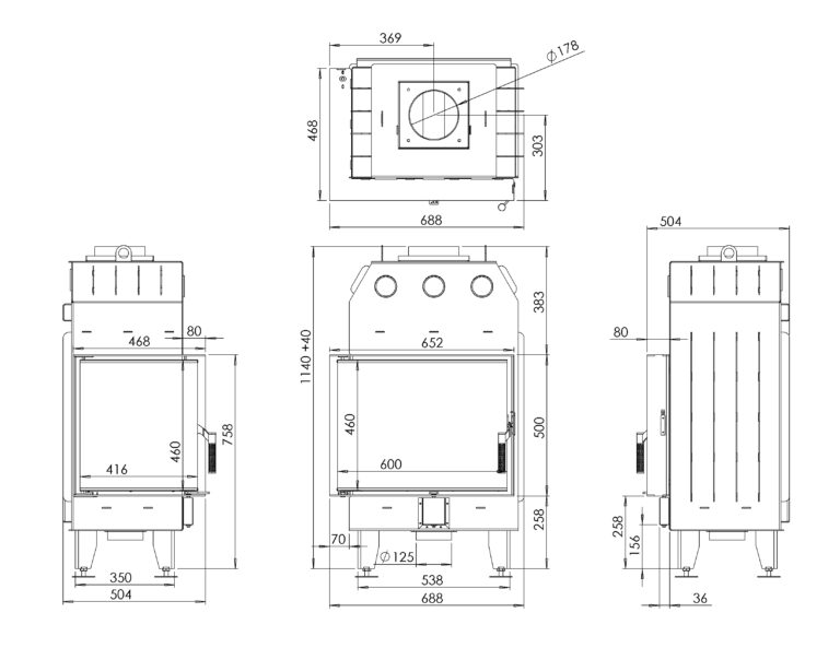 Камінна топка BOKAR 655047 L (14,5 kW ) black ceramatex - Зображення 6