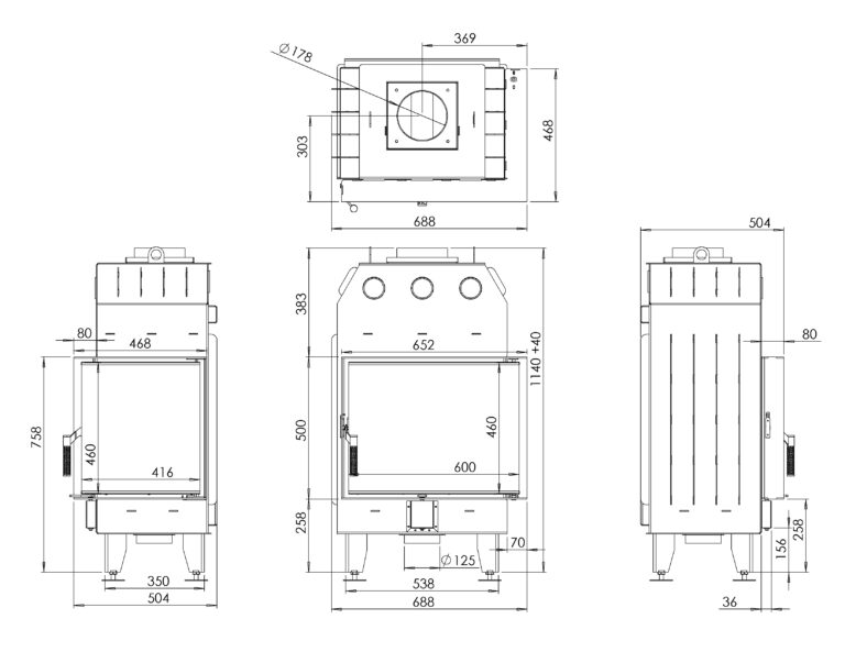Камінна топка BOKAR 655047 R (14,5 kW ) black ceramatex - Зображення 6