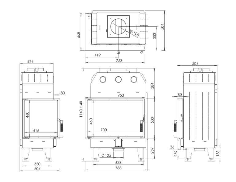 Камінна топка BOKAR 755047 L / R (15,2 kW ) black ceramatex - Зображення 4