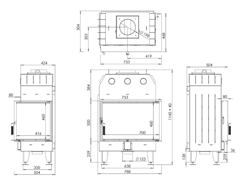 Камінна топка BOKAR 755047 L / R (15,2 kW ) black ceramatex - Зображення 7