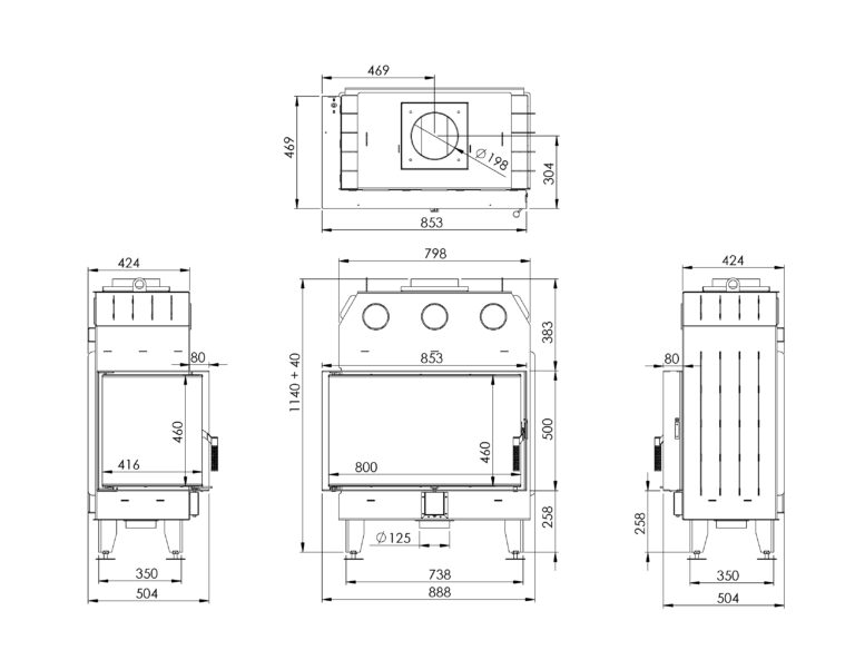 Камінна топка BOKAR 855047 L/R (17,0 kW ) white ceramatex - Зображення 5
