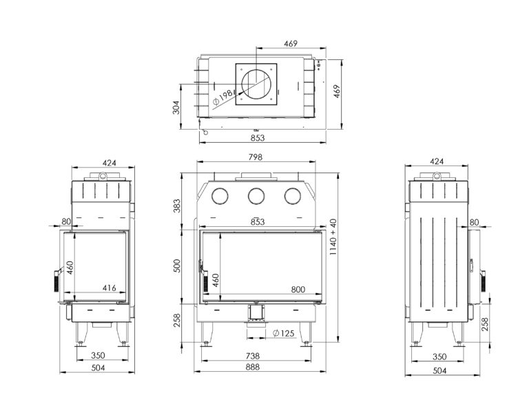 Камінна топка BOKAR 8550457 L/R (17,0 kW ) black ceramatex - Зображення 6