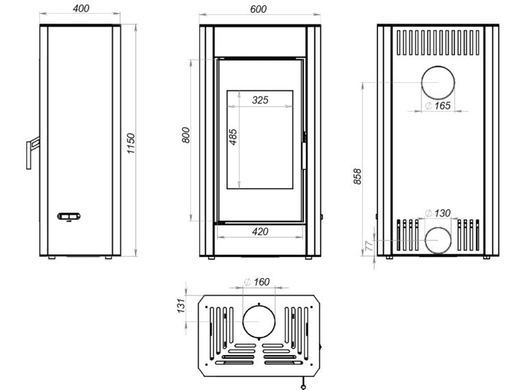 Сталева піч BOKAR Aston ST 4380 ( 9,0 кв ) White ceramatex - Зображення 7