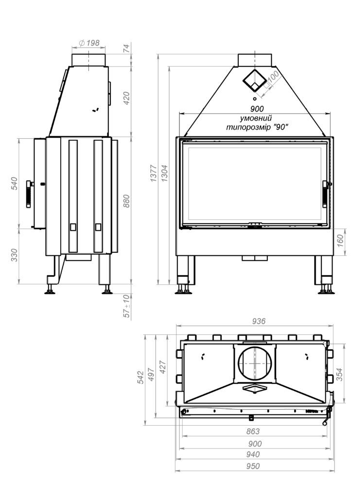 Камінна топка M-FIRE 90 пряма (19kW). - Зображення 6