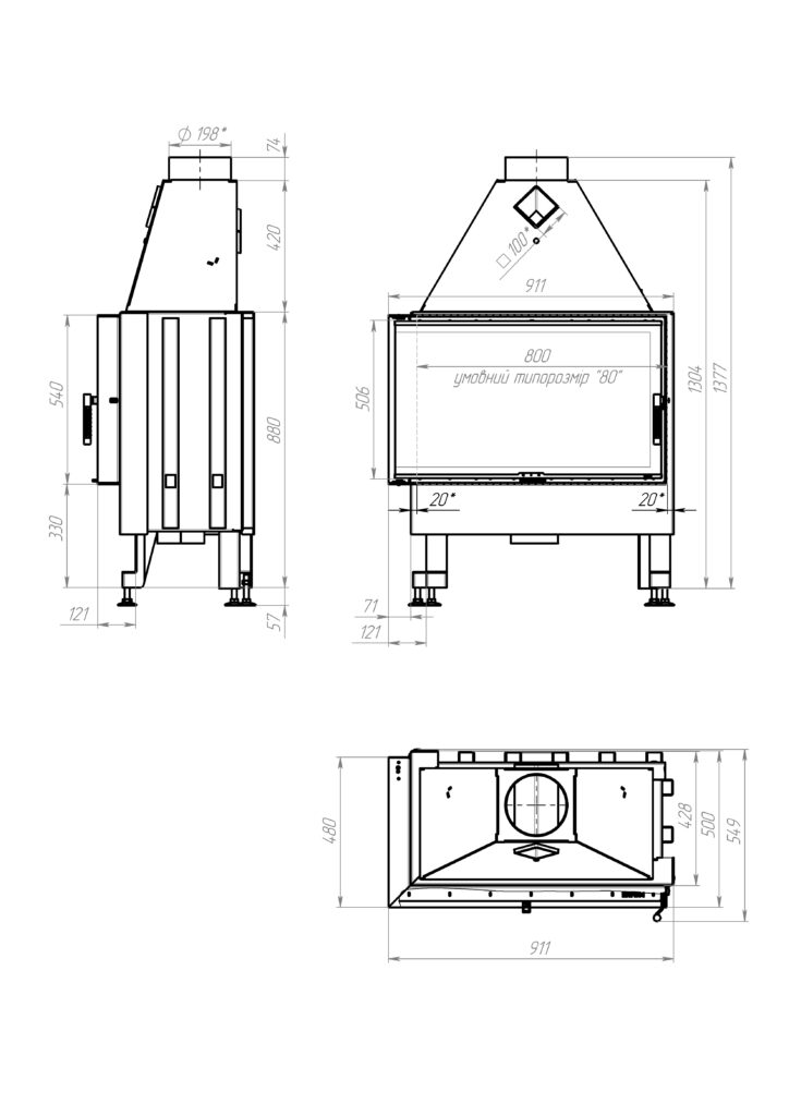Камінна топка M-FIRE 80 кутова ліва (17kW) - Зображення 4