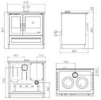 Опалювально - варильна піч Plamen 910Glas (black)  (Хорватія). - Зображення 3