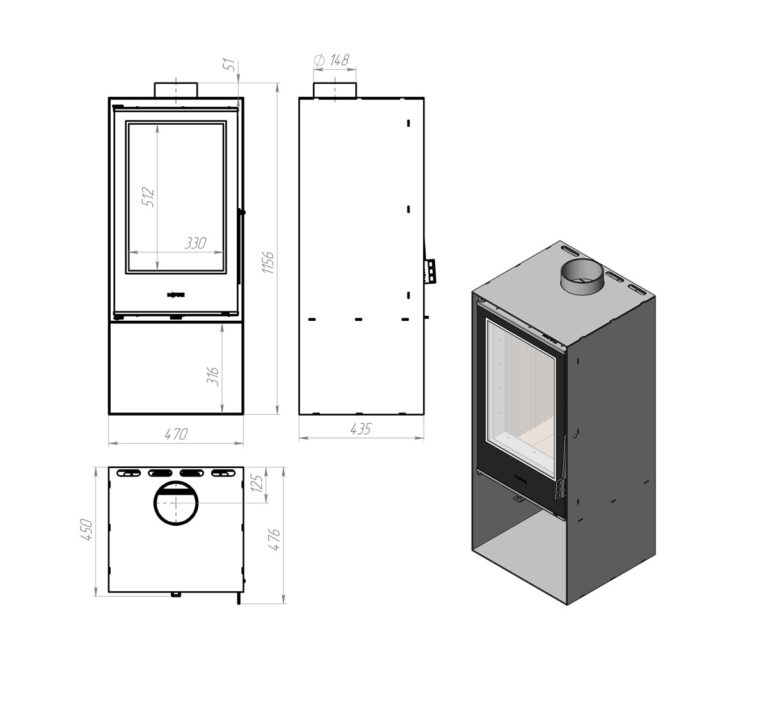 Піч сталева M-Fire Evia (10kW) - Зображення 6