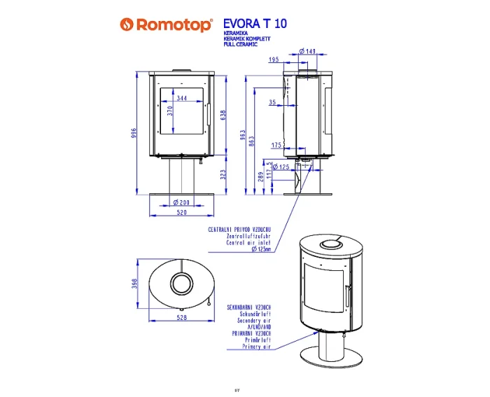 EVORA T 10 кераміка - поворотна піч на ніжці - Зображення 4