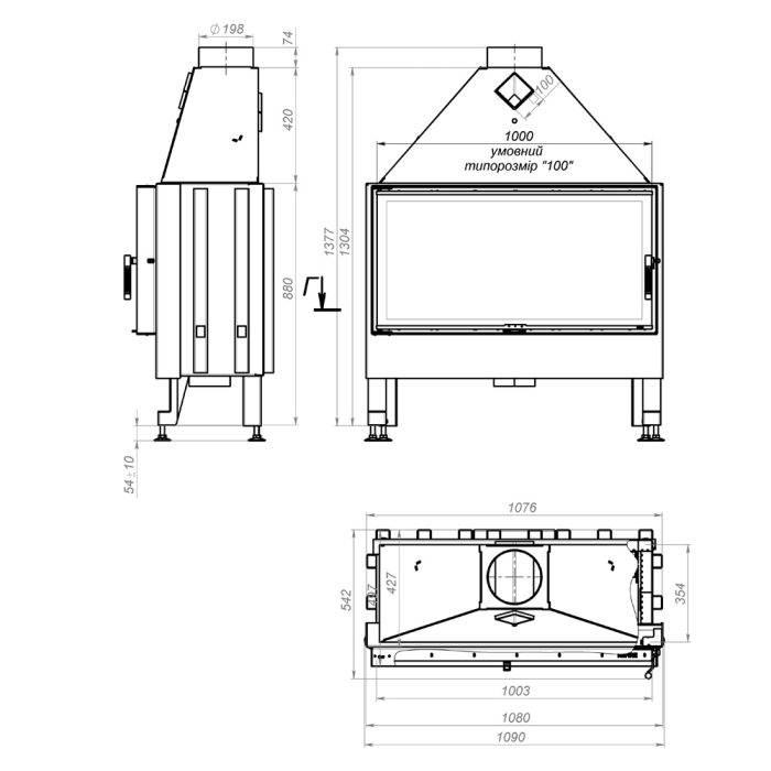 Камінна топка M-FIRE 100 пряма 20kW - Зображення 6