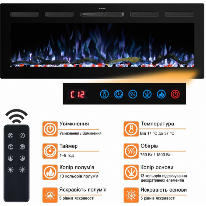 Електрокамін Royal Crystal 72R PRO Wi-Fi - Зображення 4