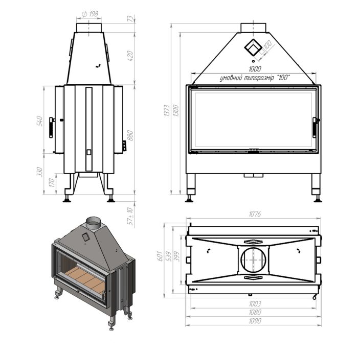 Камінна топка M-FIRE 100 тунель - Зображення 9