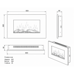 Електрокамін настінний Electrolux EFP/W-1250ULS з обігрівом, прямим склом, реалістичним ефектом полумʼя, зі звуком, дровами та білим камінням, розмір 900x560x95 - Зображення 4