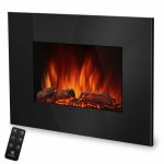Електрокамін настінний Electrolux EFP/W-1250ULS з обігрівом, прямим склом, реалістичним ефектом полумʼя, зі звуком, дровами та білим камінням, розмір 900x560x95