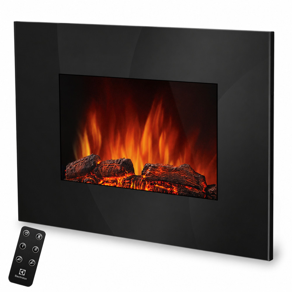 elektrokamin-s-obogrevom-electrolux-efp-w-1250uls-black-so-zvukom-8-1000x1000 Електрокамін настінний Electrolux EFP/W-1250ULS з обігрівом, прямим склом, реалістичним ефектом полумʼя, зі звуком, дровами та білим камінням, розмір 900x560x95 - Зображення 1